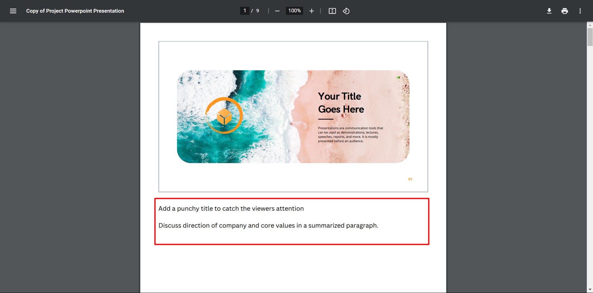 canva presentation how to print notes