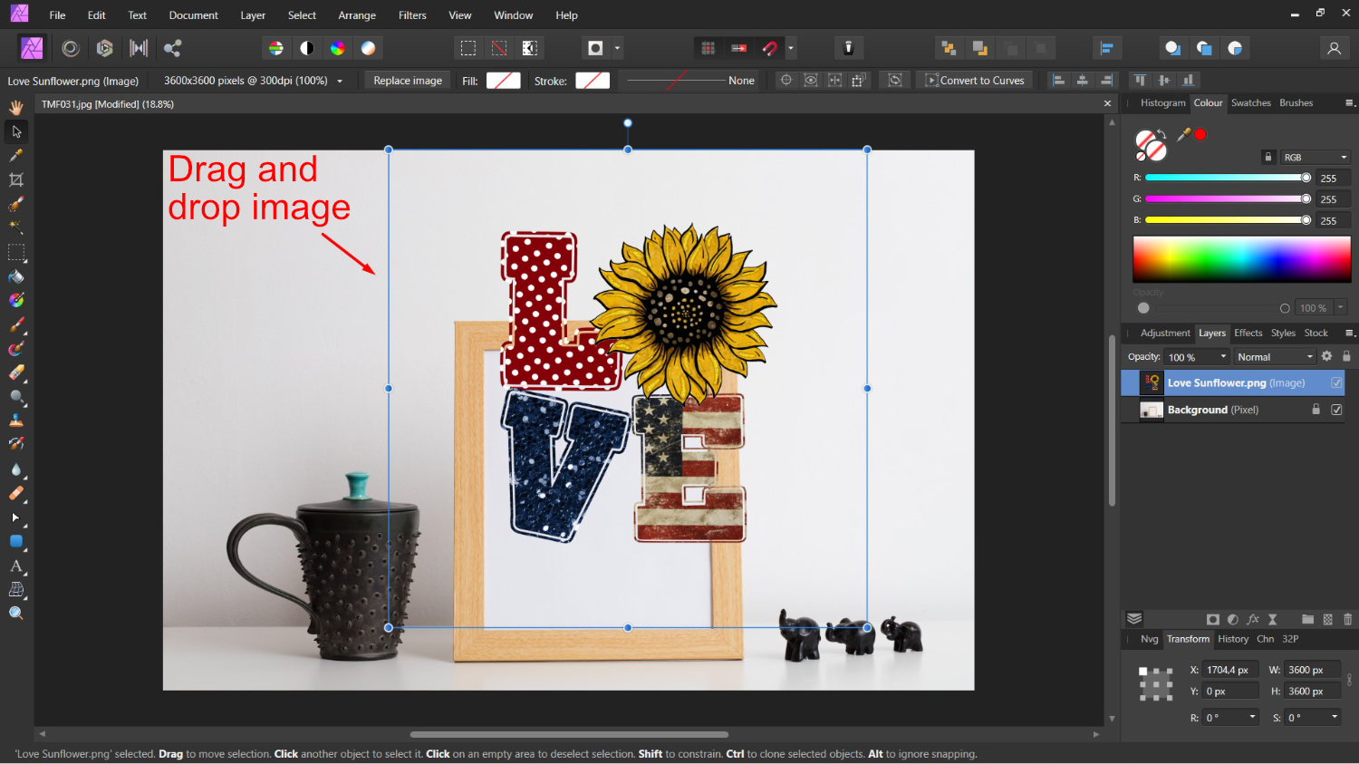 Drag and drop image into Affinity Photo