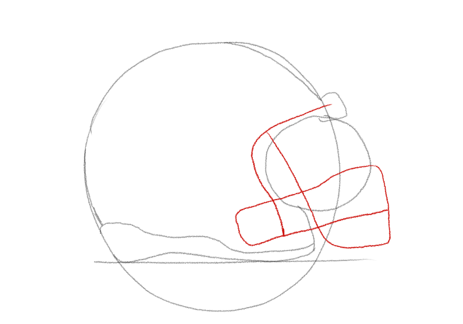 Football helmet - sketch protective face bar guidelines