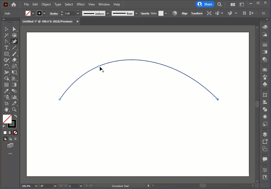 Click and drag on other parts of the line to add more curves in Illustrator.