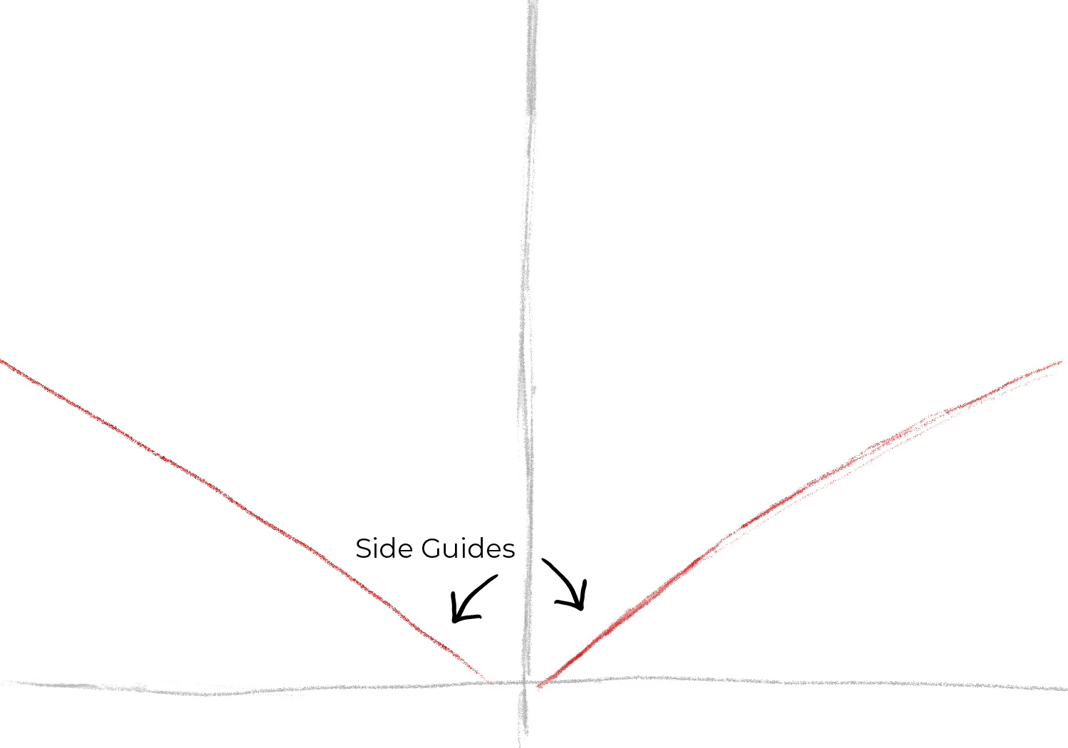 45 Degree angle side guidelines for the fan shape of a seashell.