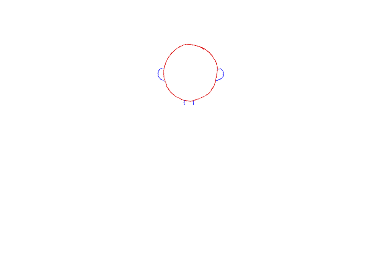 Clown drawing - draw the head, ears and neck