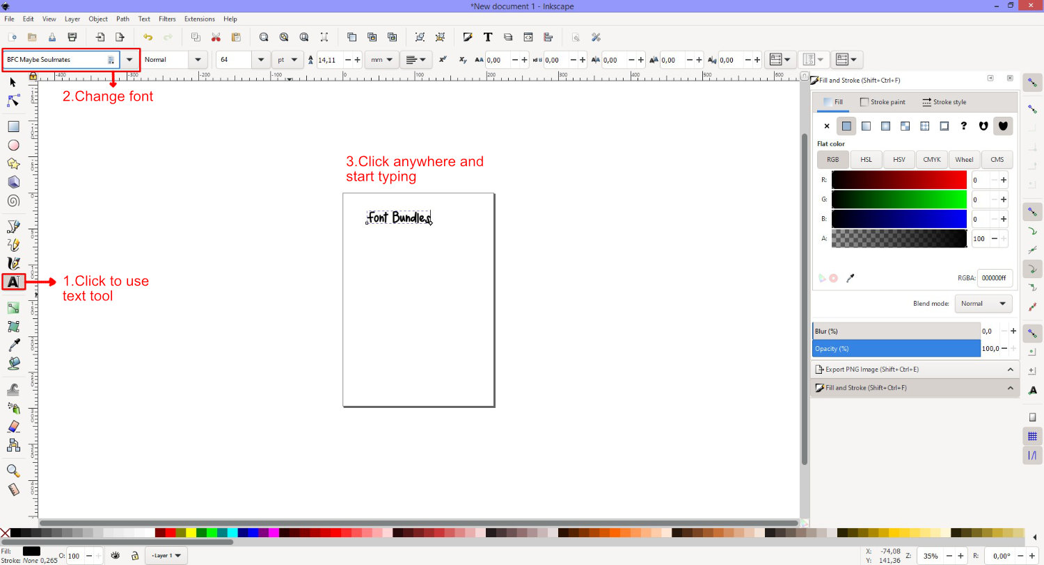 Use Text tool in Inkscape